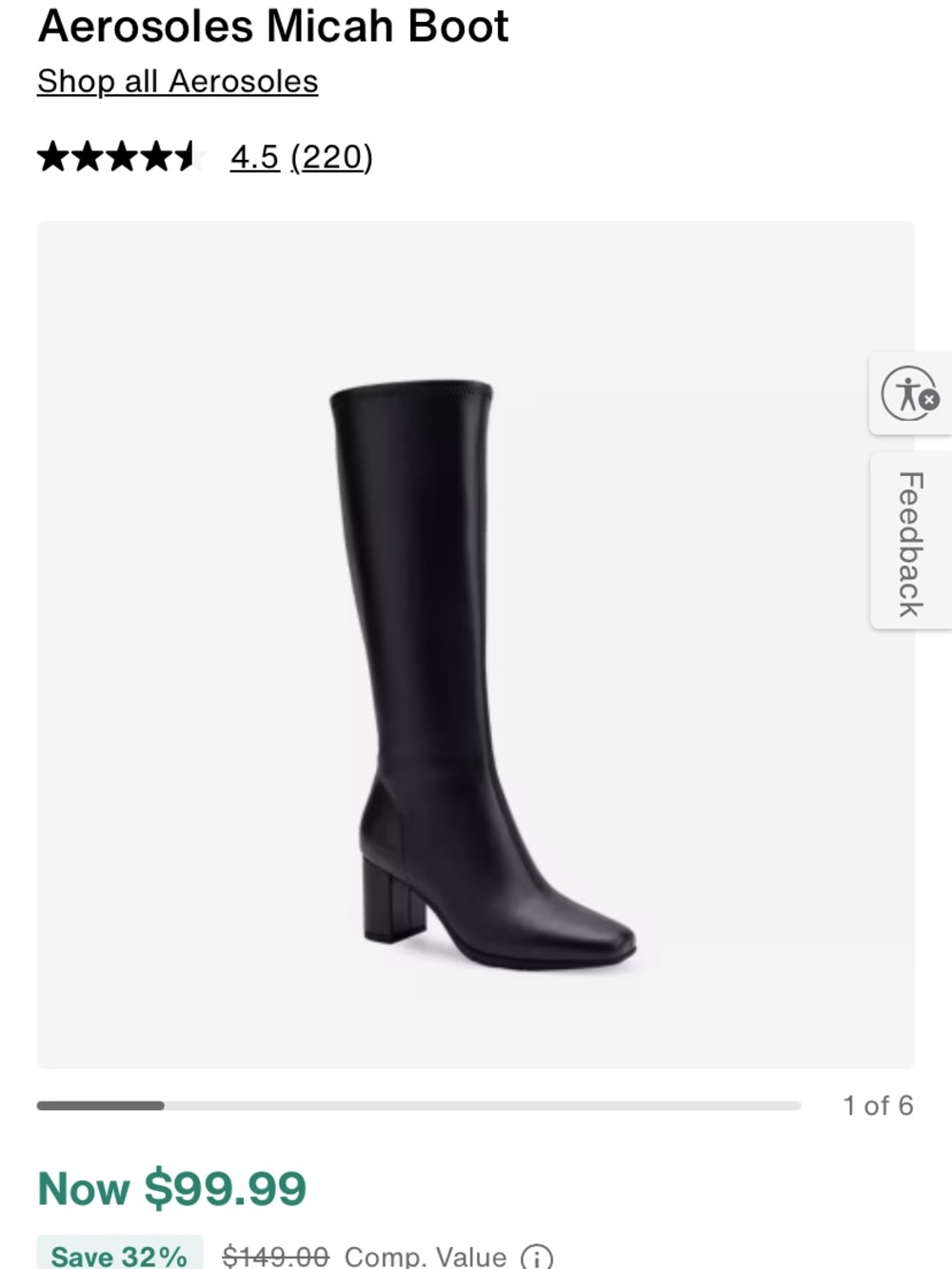 Classic Black Knee-High Women's Boots - Wide Calf - Size 6 - DSW Aerosoles Micah